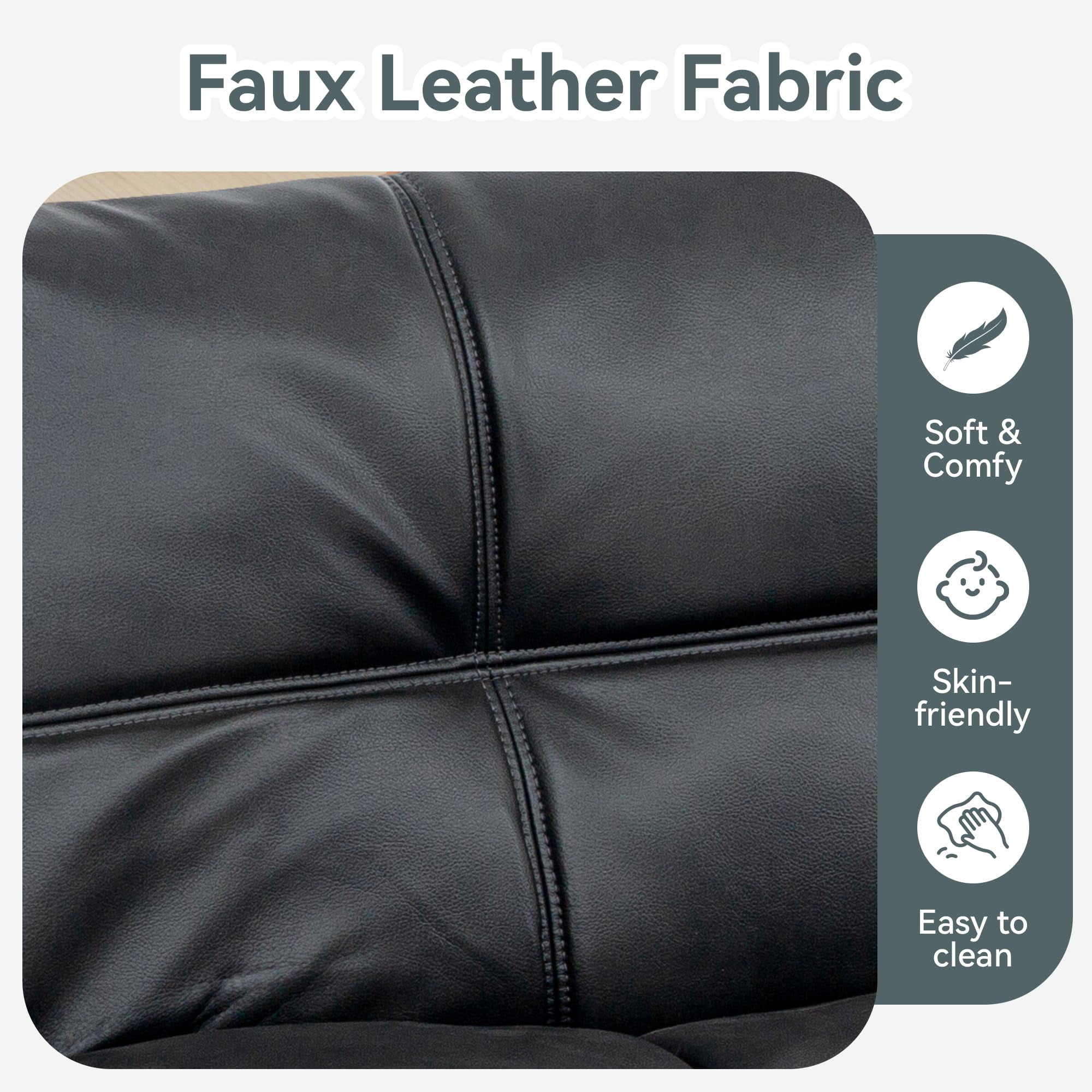 71" Sofa Bed Convertible Couch, Black Faux Leather Sofa Bed with Memory Foam, Adjustable Backrest & Armrests, Multifunctional Small Loveseat Sleeper Sofa for Living Room, Apartment, Office