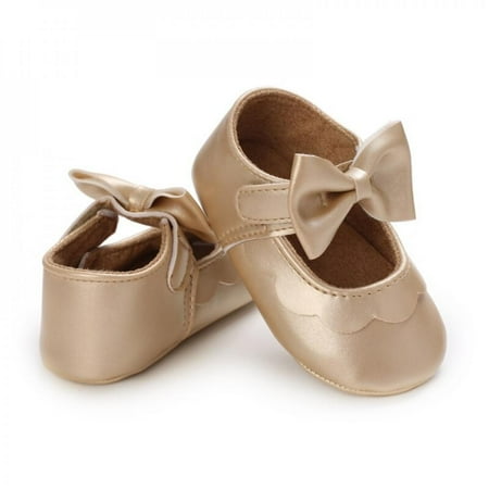 

CUTELOVE born Kids Girl PU Shoes Bowknow Solid Color Princess Shoes Rubber Bottom Anti-slip Soft Sole Moccasins First Walker Prewalker