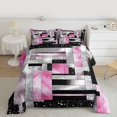 thumbnail image 2 of Manfei Teens Adults Minimalist Rectangle 3 Pieces Queen Comforter Set,Ombre Bling Glitter Ultra Soft Bedding Sets,Gradient Geometric Bedding Comforter Set Breathable,Ultra Soft Home Decor,Reversible, 2 of 8