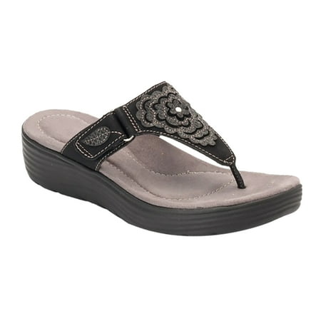 

Inkach Flip-Flops Sandals With A Buckle And Low Wedge Heel Casual Sandals