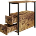 thumbnail image 2 of End Table Narrow Side Table with 2 Wooden Drawer, Nightstand Sofa Table for Small Spaces, Small End Table with Storage for Living Room,Bedroom, Rustic Brown and Black 24in, 2 of 8