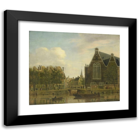 Jan Ekels the elder 14x12 Black Modern Framed Museum Art Print Titled - The so -Called Boerenverdriet on the Spui, Amsterdam (1750 - 1781)
