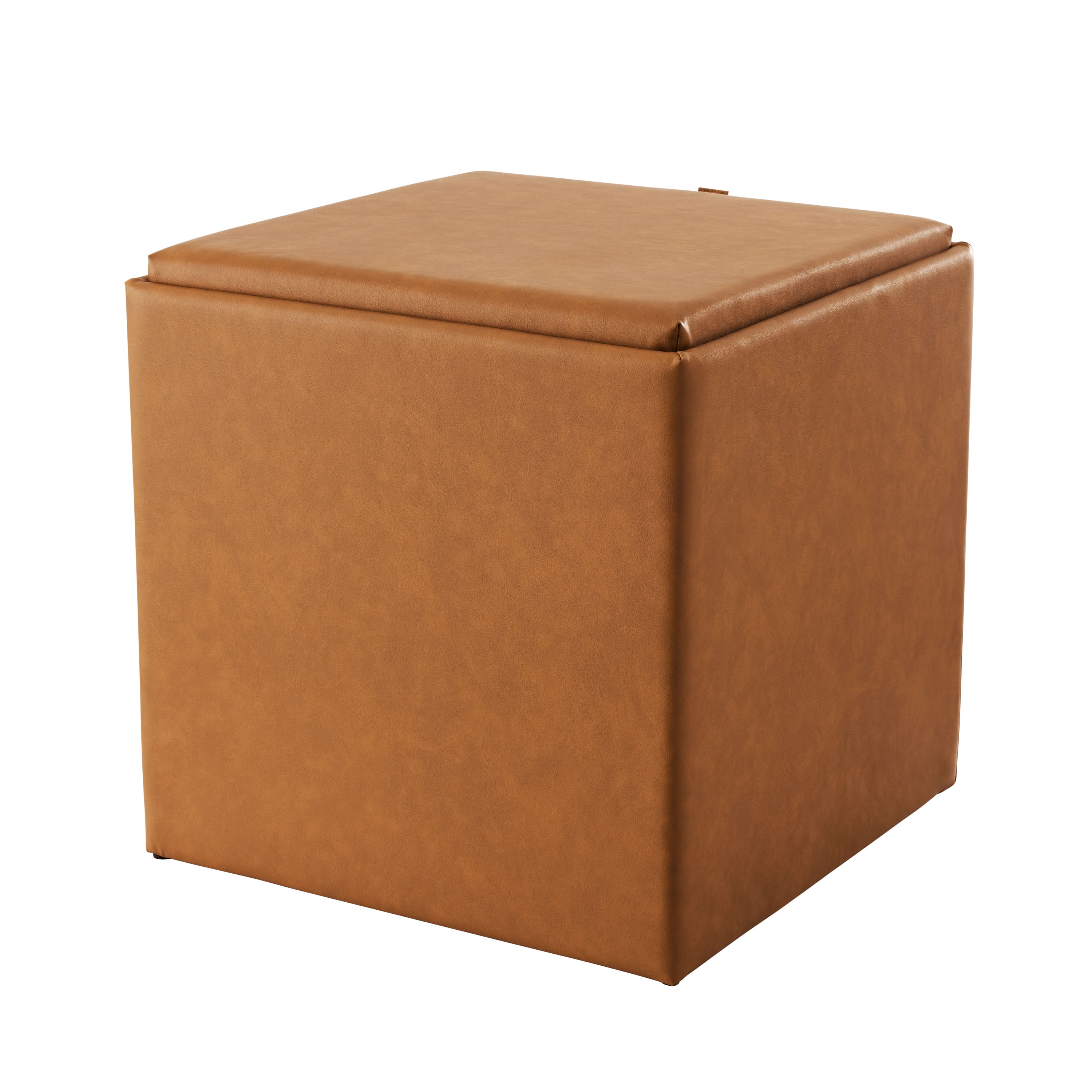 Mainstays Large Cube Storage Ottoman, 20 inch, Camel Faux Leather