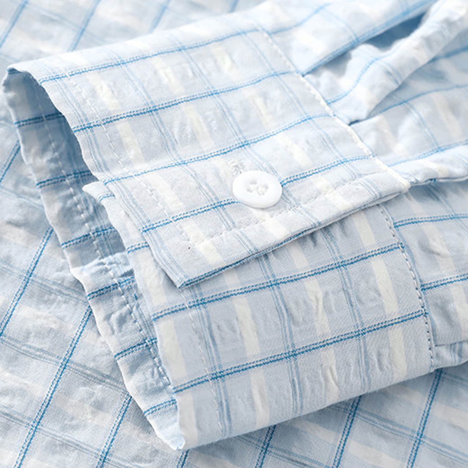 Dolkfu Button Down Men's Long Sleeve Shirts Plaid Vintage Shirt Loose Fit Lapel Mens Tees 3X