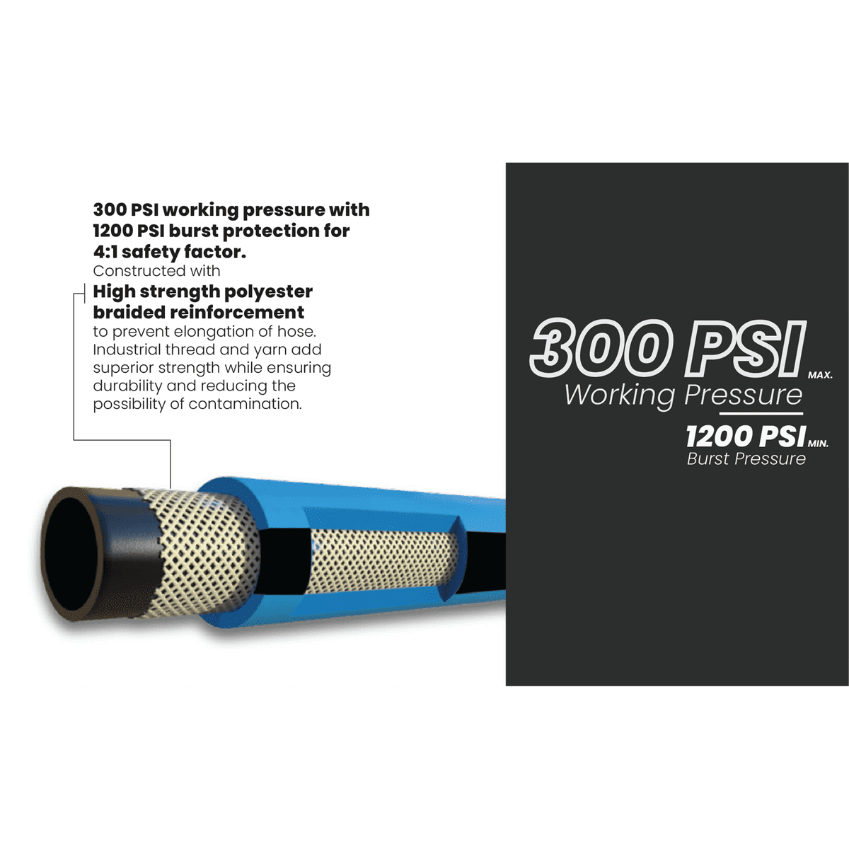BluBird BB3425 Rubber Air Hose 3/4" x 25 ft