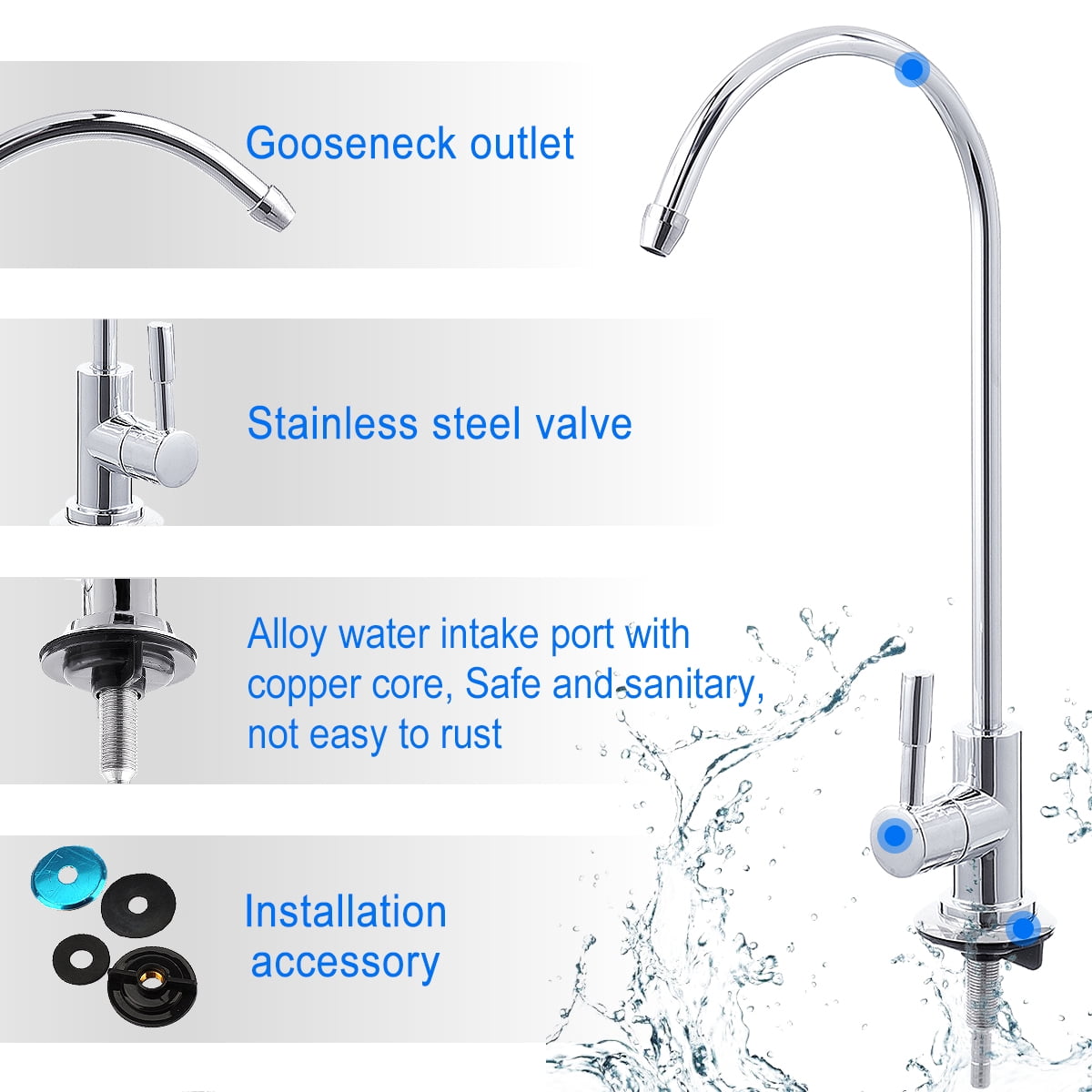 360 Rotation 304 Stainless Steel Kitchen Sink Faucet Tap For