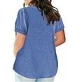 thumbnail image 4 of Pxxlle Plus Size Short Sleeve Tshirts for Women Solid Color Casual V Neck Shirts Oversized Summer Tunic Tops Loose Fitting Basic Tees for Ladies Sky Blue M, 4 of 5