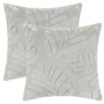 Unique Bargains Basho Leaf Pattern Cushion Covers Solid Fluffy Plush Pillow Covers 2 Pcs Grey 18" x 18"