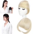thumbnail image 3 of Benehair Clip in Fringe Hair Extensions as Humam Neat Bangs Thick Hairpiece 6" Ash Blonde Mix Bleach Blonde, 3 of 6