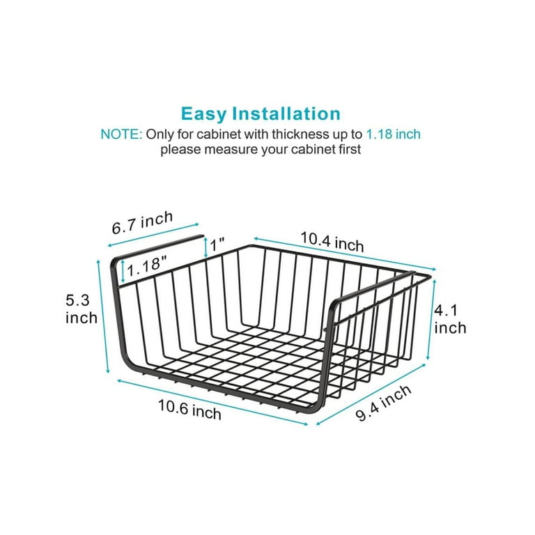 Under Shelf Basket,2 Pack White under Shelf Wire Basket Hanging Storage  Baskets