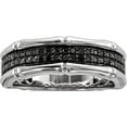 thumbnail image 1 of Sterling Silver Ss Rh Plated White Night Black Diamond Men's Ring (Size 9) Made In India qr5502-9, 1 of 5
