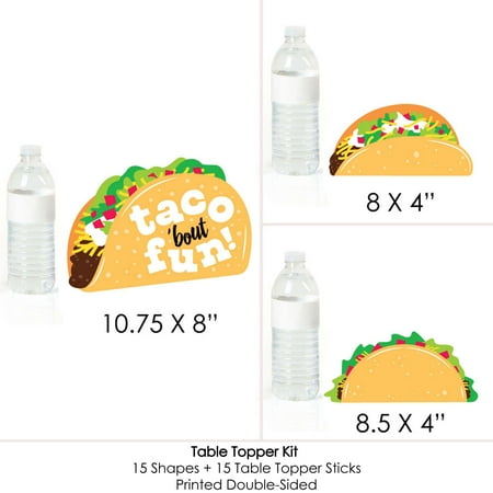 Big Dot of Happiness Taco 'Bout Fun - Fiesta Centerpiece Sticks - Table Toppers - Set of 15