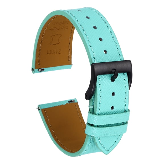 Uxcell Genuine Leather Watch Band 23mm Quick Release Replacement Watch Strap with Stainless Steel Black Buckle for Men Women, Green