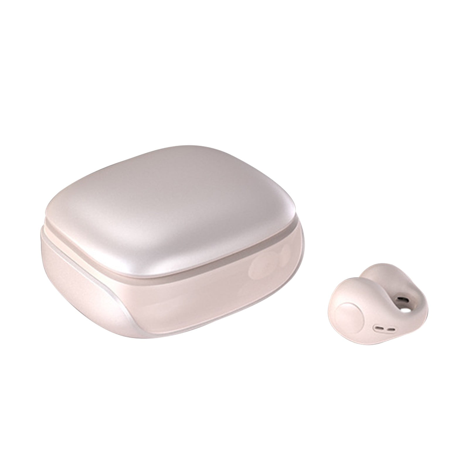 Open Ear Headphones with Mic, Bluetooth Headset with Microphone, Dual Connect Bluetooth 5.3 Headset with AI Noise Cancelling Mic & Mute Function, Wireless Headset for Work, Sports, Drive(Beige)