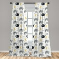 thumbnail image 4 of Ambesonne Cat Curtains, Sleeping Animals Star Artwork, Pair of 28"x63", Mustard Grey and White, 4 of 4