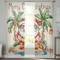 thumbnail image 2 of Christmas Semi Sheer Curtains 108 Inch Length 2 Panels Set,Coastal Santa Claus Beach Cocount Tree on Linen Sheer Kitchen Curtain Voile Window Curtain for Living Room Bedroom Rod Pocket Drapes, 2 of 7