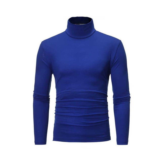 Minnieouse Ropa interior térmica para hombre, Tops de cuello alto, jersey de manga larga de Color sólido, ropa interior de oficina para otoño e invierno, Camisetas Azul Minnieouse AP013729-05