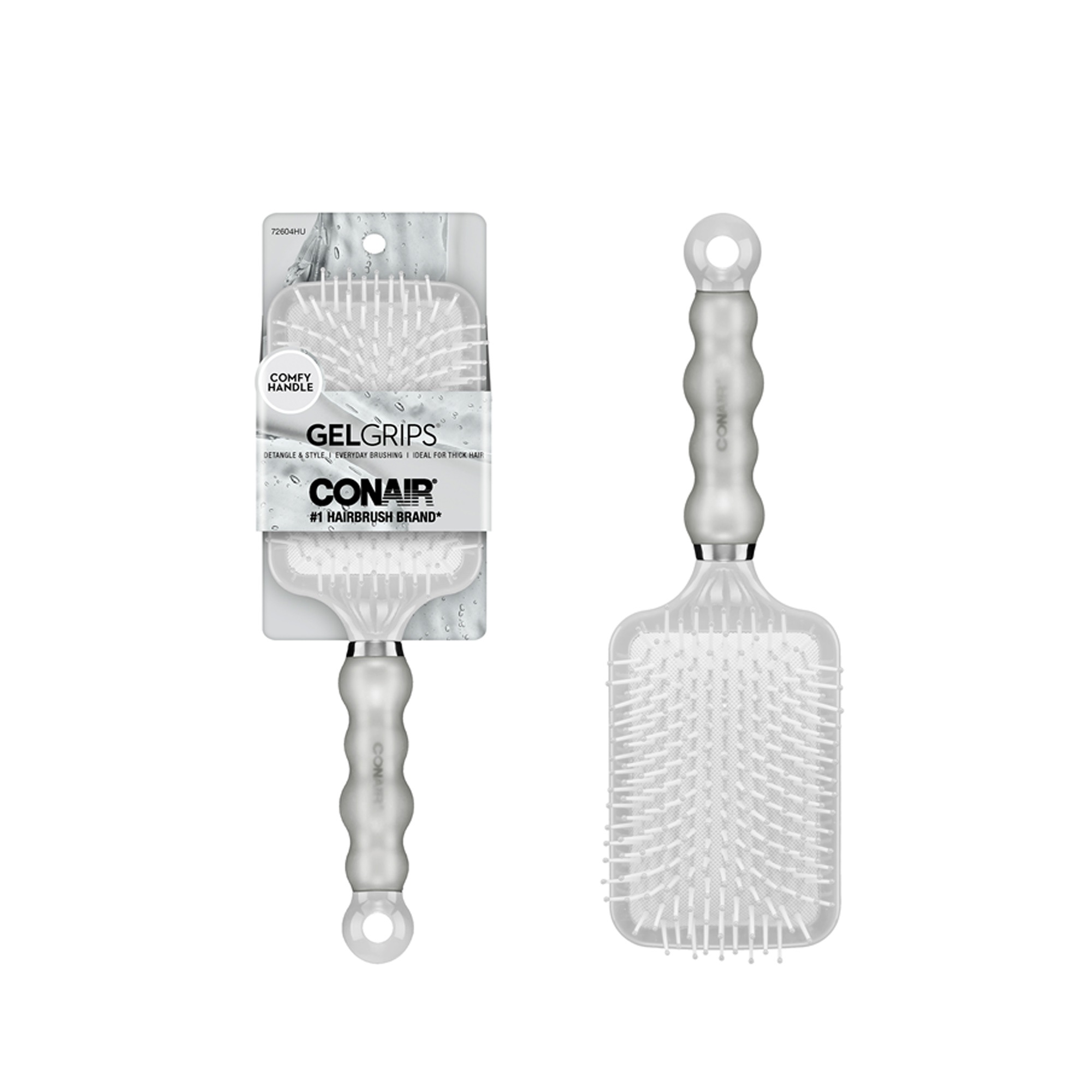 Conair Gel Grip Nylon Bristle Paddle Hairbrush with Comfy Handle, Colors Vary - image 4 of 8