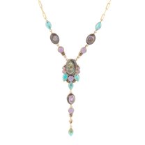 Regalia Blue Abalone Golden Y Necklace
