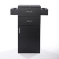 thumbnail image 1 of Clearance! 3-Layer Beauty Salon Storage Cabinet w/ Hair Dryer Holder, Lockable Styling Station, Black, 1 of 9