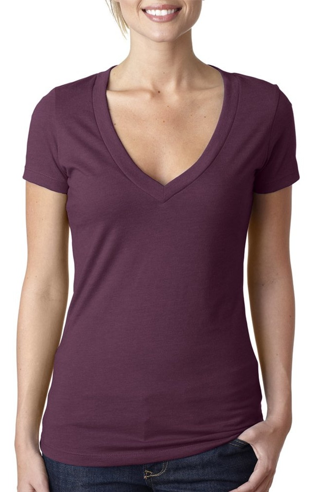 Women's Deep V-Neck Short Sleeve T-Shirt