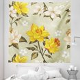 thumbnail image 1 of Spring Tapestry, Classy Spring Floral Narcissus Branch Pattern with Dots and Line Art, Fabric Wall Hanging Decor for Bedroom Living Room Dorm, 5 Sizes, Yellow Khaki Cream, by Ambesonne, 1 of 1