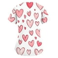 thumbnail image 2 of Valentine's Day Scrub Tops Women Love Heart Printed V Neck Breathable T-Shirts Short Sleeve Professionals Soft Stretch Workwear Shirt with Pockets white 5X-Large, 2 of 4