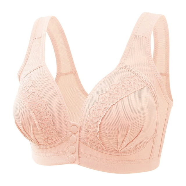 MIASHUI Bras for Women Lace Front Button Shaping Cup Shoulder Strap Large Size Underwire Bra