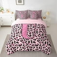 thumbnail image 2 of Manfei Girls Pink Leopard Print Bedding Comforter Set 7-Piece, Glitter Personalized Letter U Full Bedding Set, Cheetah Print Monogrammed Fitted Sheet Flat Sheet, Super Cozy Room Decor, 2 of 8