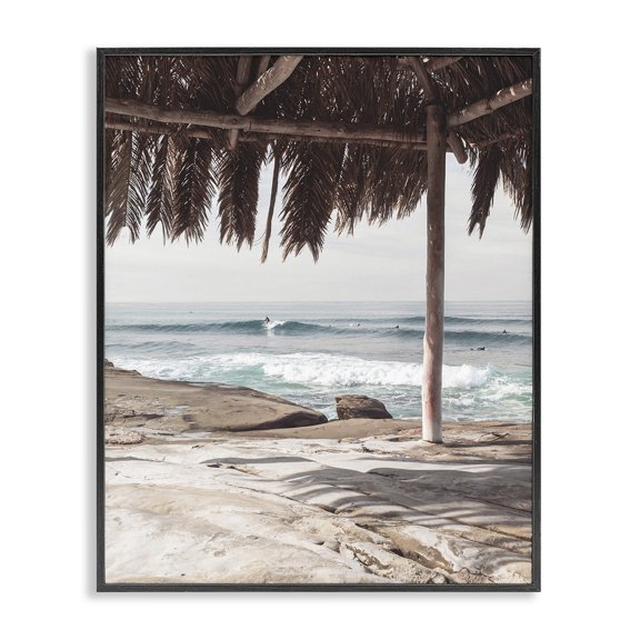 Stupell Industries Coastal Tropical Beach Canopy Black Framed Giclee Art, 24 x 30, by Sisi and Seb