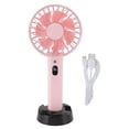 thumbnail image 1 of Mini ventilador portátil con base, recargable por USB, aspas grandes y potentes, ideal para viajes y el hogar, color rosa, 1 of 8