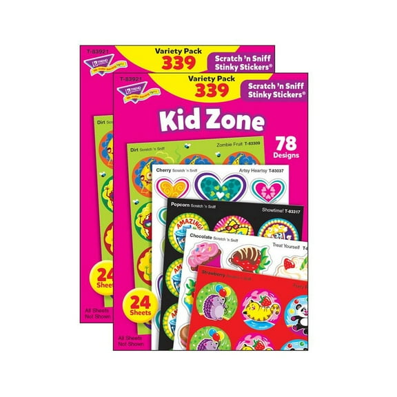 TREND Kid Zone Stinky Stickers Variety Pack, 339 Count Per Pack, 2 Packs