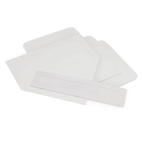 Champion Sports Throwdown Base Set: 5 Youth League Kids Baseball & Softball Rubber Throw Down Bases - Boys & Girls Training & Practice Equipment, White