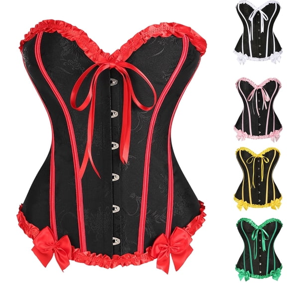 Lace Corset Tops for Women Renaissance Medieval Overbust Bustiers Viking Victorian Halloween Costumes
