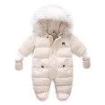 thumbnail image 4 of Qiylii Baby Girls Boys Winter Romper Thicken Hooded Jumpsuit Outfits with Gloves, 4 of 4