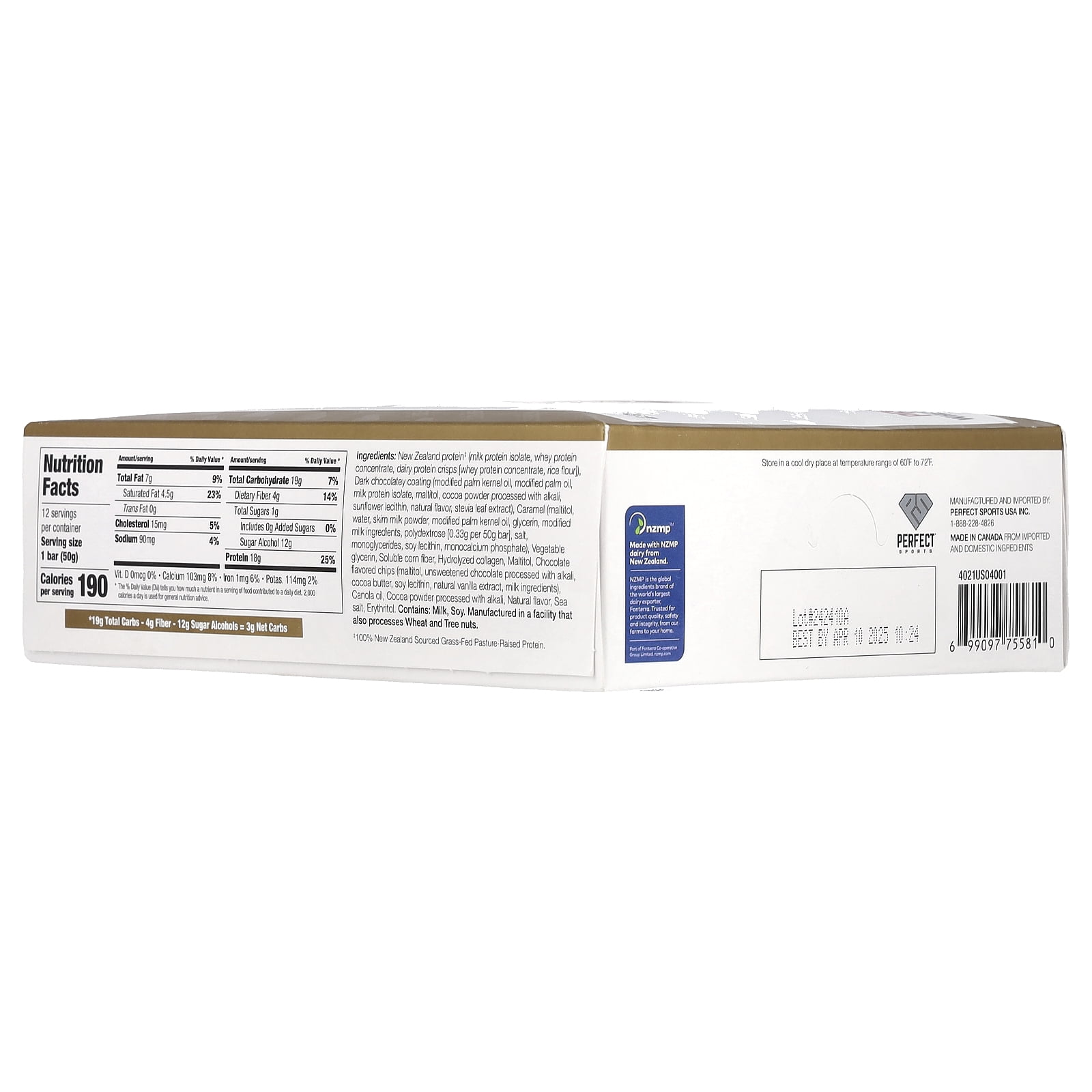 PERFECT Sports Diesel, New Zealand Protein Bar, Triple Rich Chocolate, 12 Bars, 50 g Each
