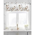 thumbnail image 2 of Pastoral Botanical Linen Curtain Valance for Bedroom/Bathroom/Kitchen/Office/Living/Dining Room Window,Brown Grey Leaf Farmhouse Country Rod Pocket Topper Decorative Cafe Drapes Panel 54"x18", 2 of 6