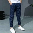 thumbnail image 2 of WhouRiu Boys Casual Pants Solid Color Loose Elastic Waist Straight Leg Trousers Kids Lightweight Breathable Everyday Wear,4-5 Years, 2 of 6
