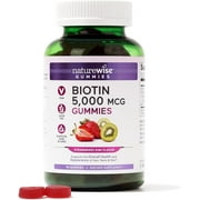 NatureWise Biotin Gummies - Hair, Skin and Nails Vitamin - Biotin 5000mcg Supports Hair and Nail Strength - Strawberry-Kiwi Flavor - Vegan, Non-GMO, Gluten Free - 90 Count[45 Day Supply]