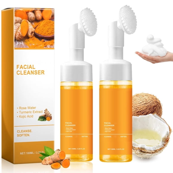 Limpiador facial JISKG Turmeric Glow Wash con cepillo, 2 unidades