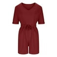 thumbnail image 5 of Bzhegqhd Women's Summer Short Sleeved Strap Casual Solid Color Jumpsuit, 5 of 7