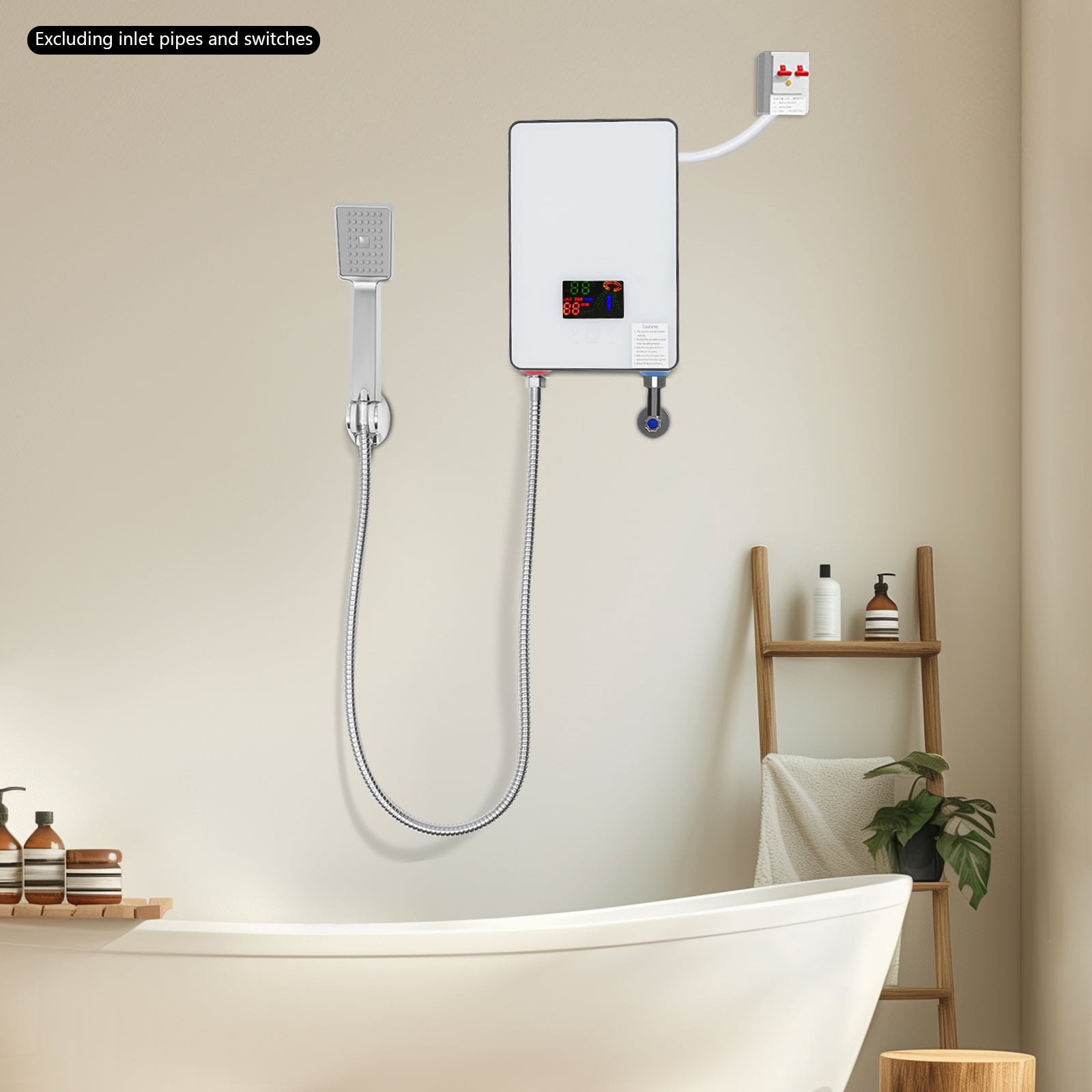 4500w Instant Tankless, Wall-Mounted with Touch Screen, Adjustable Temperature 30-55°C/86-131°F for Bathrooms, Hotels