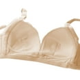 thumbnail image 4 of qelini Bras for Women Plus Size Front Closure Wireless Full Cup Adjustable Padded Wirefree Breathable No Steel Ring Gathering Underwear Everyday Bras with Back Support Beige XL, 4 of 6