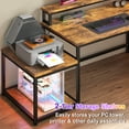 thumbnail image 5 of EnHomee L Shaped Computer Desk Reversible Corner Desk with Power Outlet & Long Monitor Stand Computer Desk with Led Lights and Storage Shelves, Rustic Brown, 5 of 9