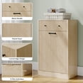thumbnail image 2 of Pusnapku Tilt-Out Laundry Hamper Cabinet, Hidden Trash Can Cabinet with Drawer, 22" Freestanding Fluted Wood Recycling Station for Kitchen, Bathroom, 2 of 9