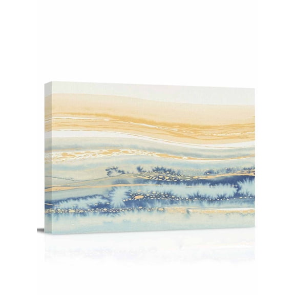 Yellow Blue Ombre Wall Art for Living Room,Canvas Picture Wall Decor for Bathroom Bedroom,Abstract Modern Art Fluid Striped Painting Artwork for Office Kitchen Hallway Dining Room Home Decor 24"x32"