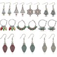 thumbnail image 1 of Pendientes navideños para mujer Pendientes festivos para niñas Pendientes de copo de nieve con forma de árbol y lazo, 1 of 3