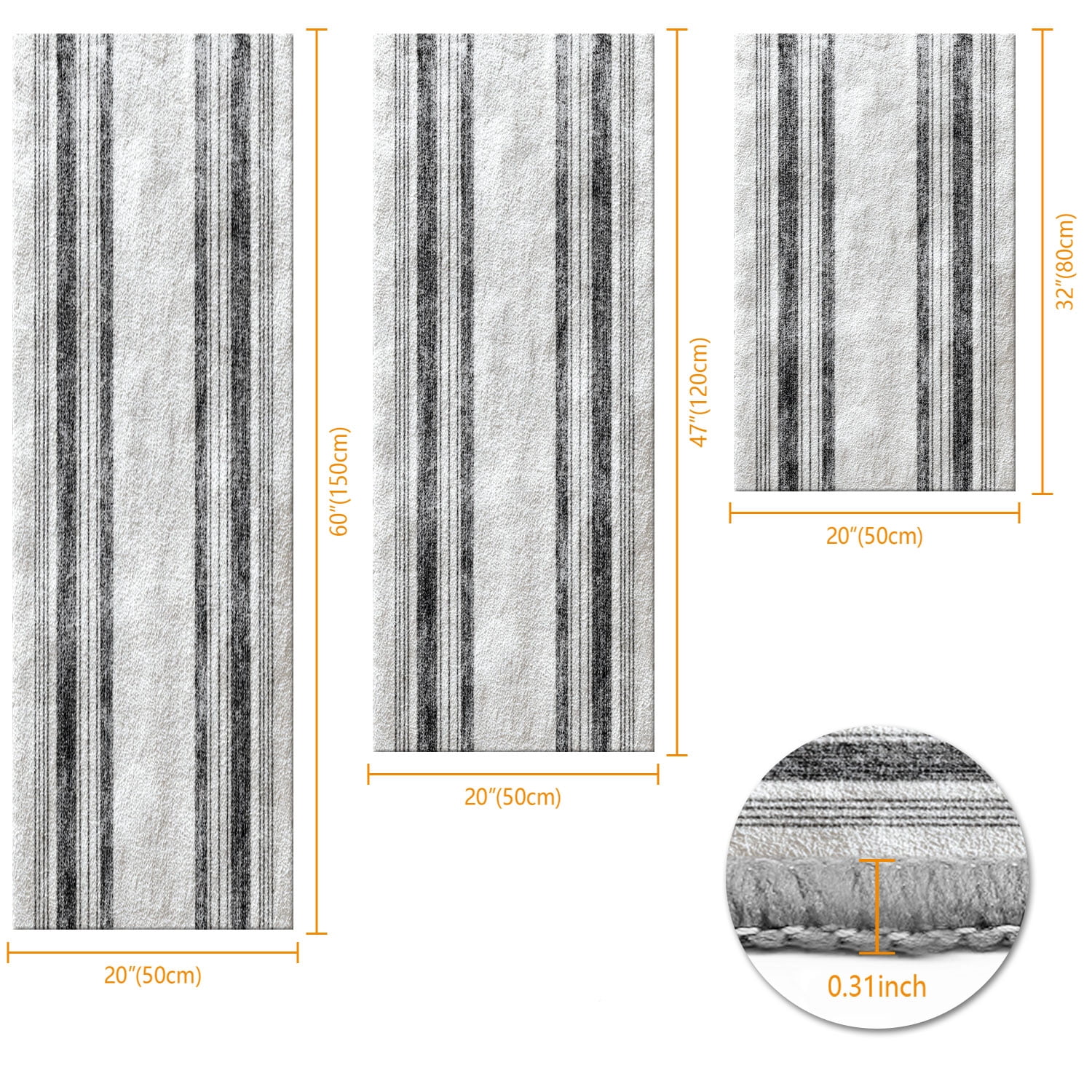 3 Piece Kitchen Rug Set, Non-Slip And Washable, Abstract Pattern Kitchen Hallway Rug, Soft And Comfortable, Suitable For Sinks, Floors, Entrances, Hallways and Bathrooms