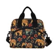 thumbnail image 2 of Lunch Bag Portable Crossbody Meal Bag Cooler Bag Insulated Lunch Bag Food Bag Handheld & Crossbody Design Beautiful Elephants and Flowers, 2 of 6