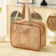 thumbnail image 2 of Bolsa de cosméticos de malla portátil - Organizador de lavado de viaje - Bolsa de almacenamiento transparente para brochas de maquillaje - Bolsa de piscina pequeña - Blanco, marrón, rosa, 2 of 7